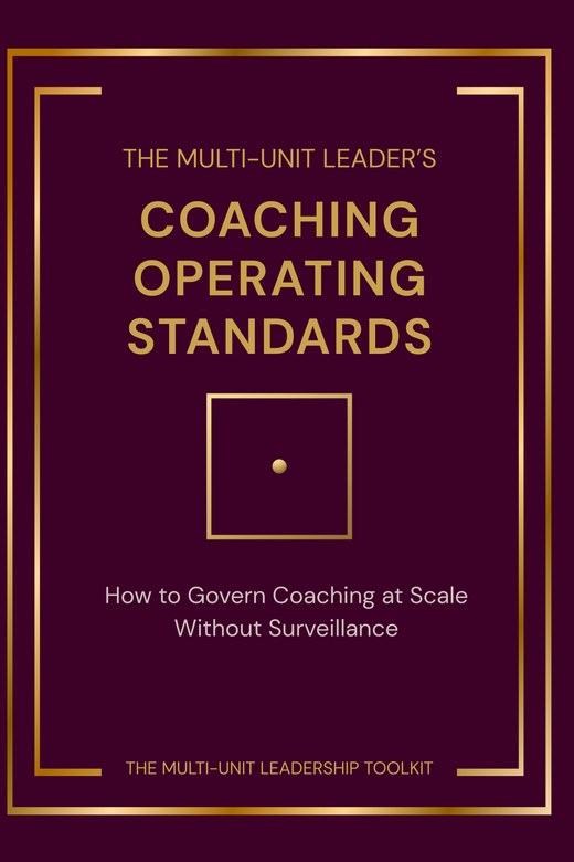 Book cover: Coaching Operating Standards by Jason E. Brooks — deep maroon cover with a gold frame and gold title.